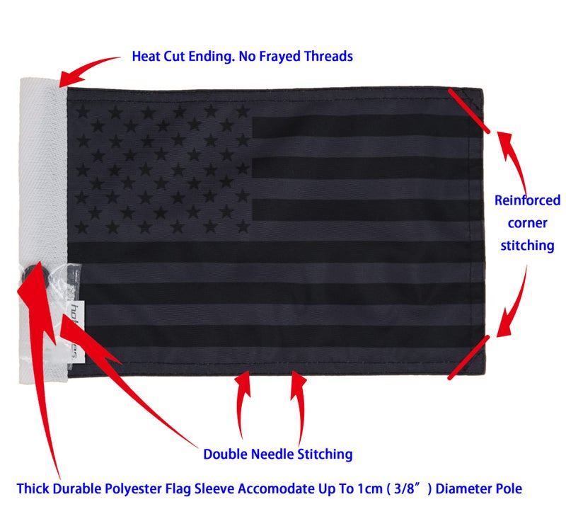 Hot Rides Durable Sleeve Boat Car Motorcycle Flag For Car and Boat USA Black 6 x 9 Inch - Image 4
